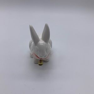 Midwest Importers Ceramic White Bunny Figurine With Pink Bow & Bell